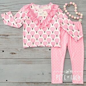 Pete + Lucy Pink Hot air balloon Matching set. Tunic top and leggings 4T